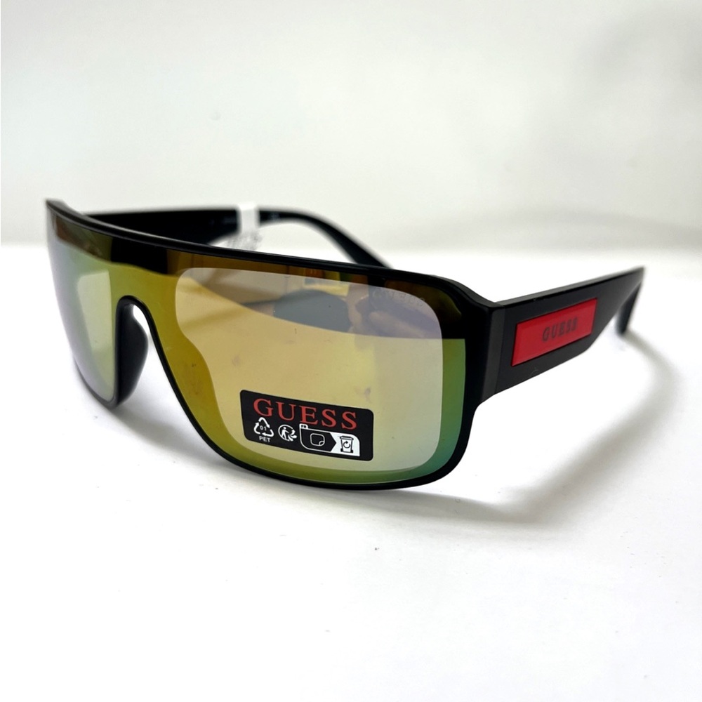 New GUESS Wrap Around Sunglasses GO00055 Acetate Black Matte Iridescent